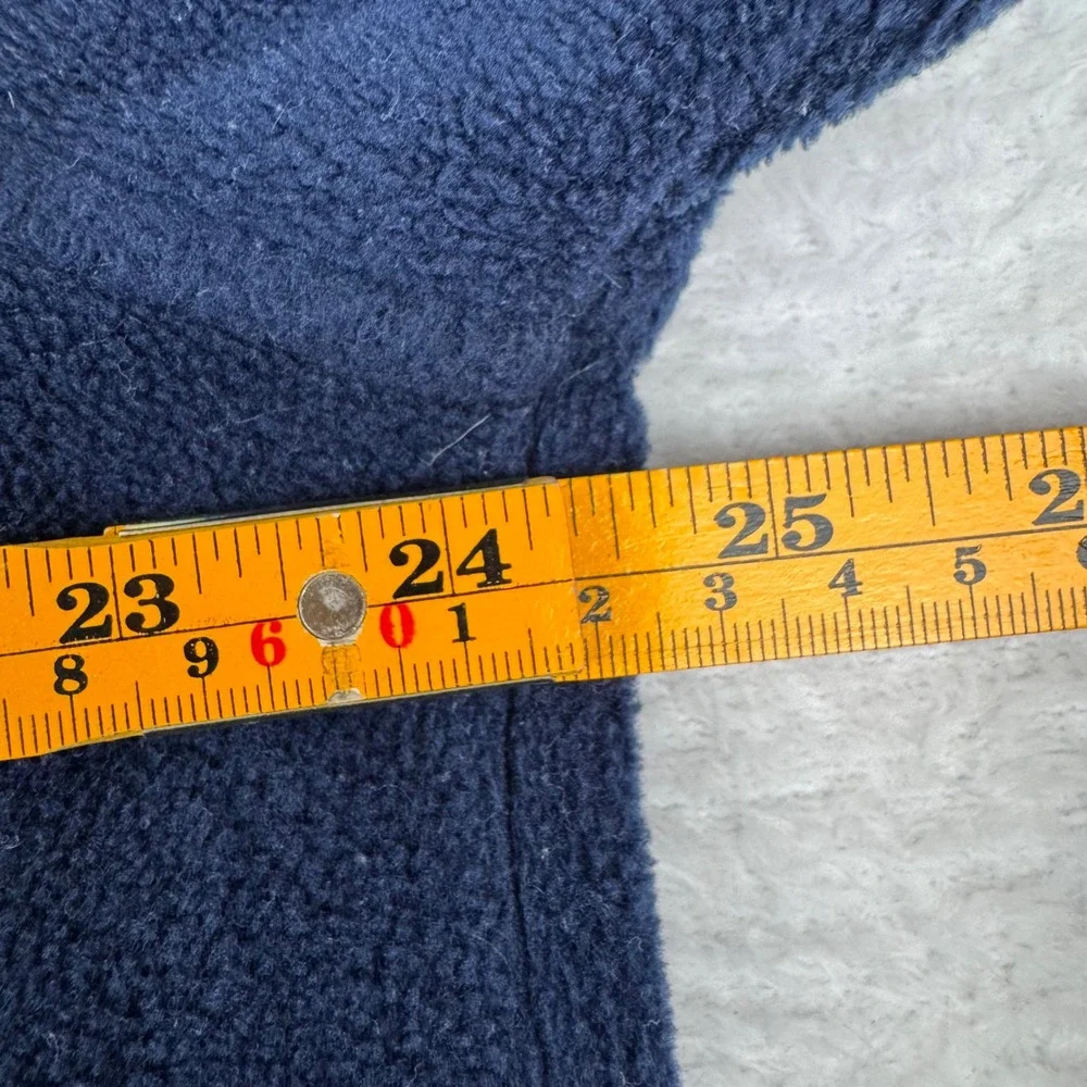 Vintage Tommy Jeans Fleece Pullover Mens Large Navy Blue 1/4 Zip Packable Hood